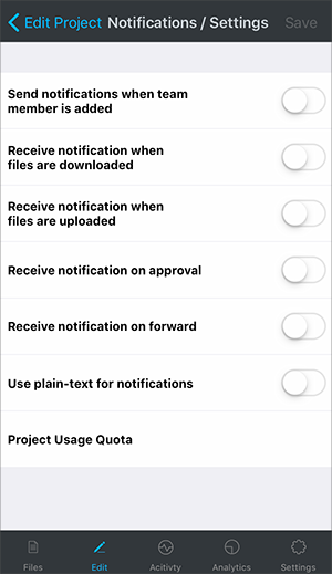 Manage Project Activity Notifications
