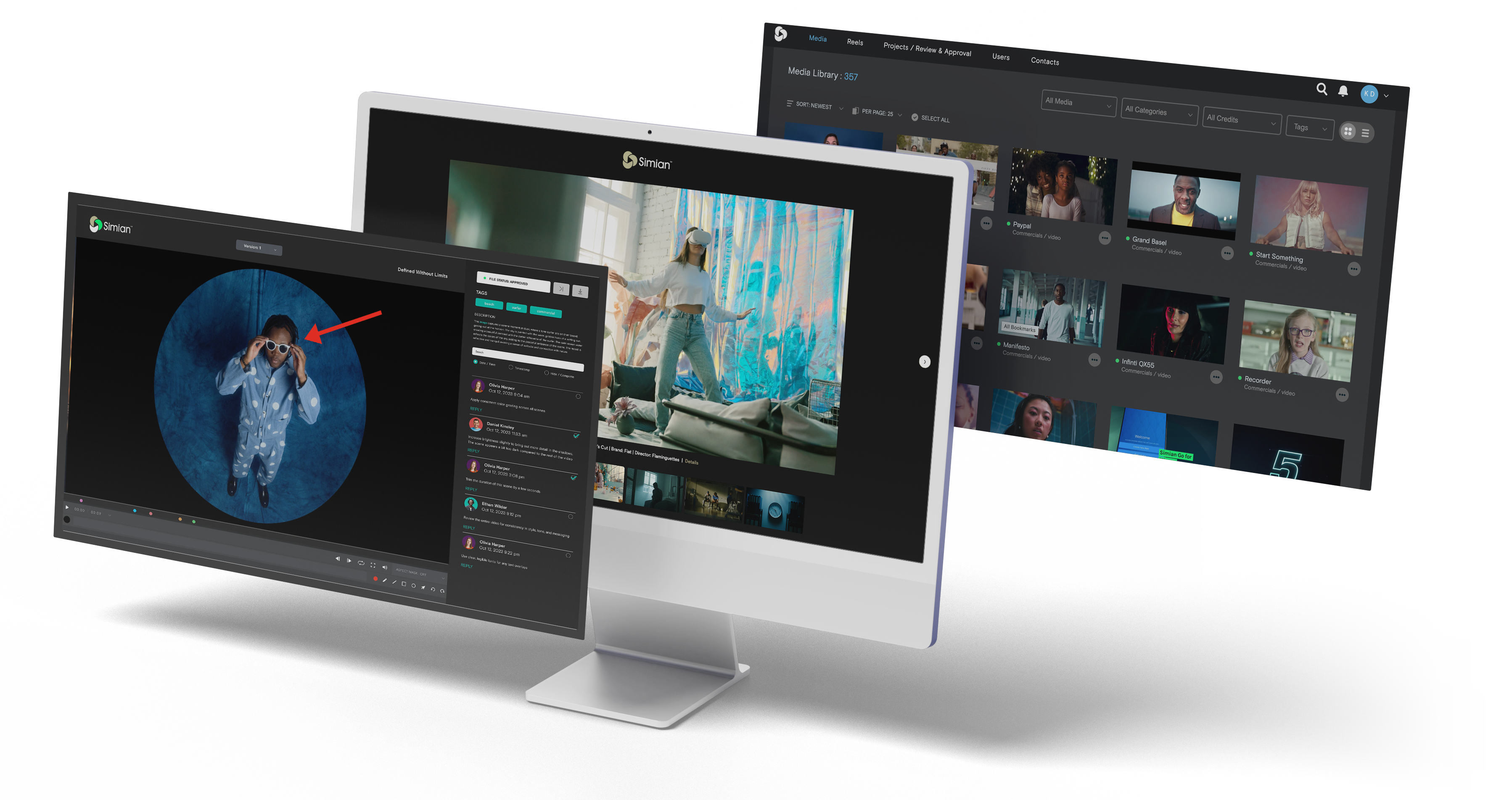 The Simian platform across screens