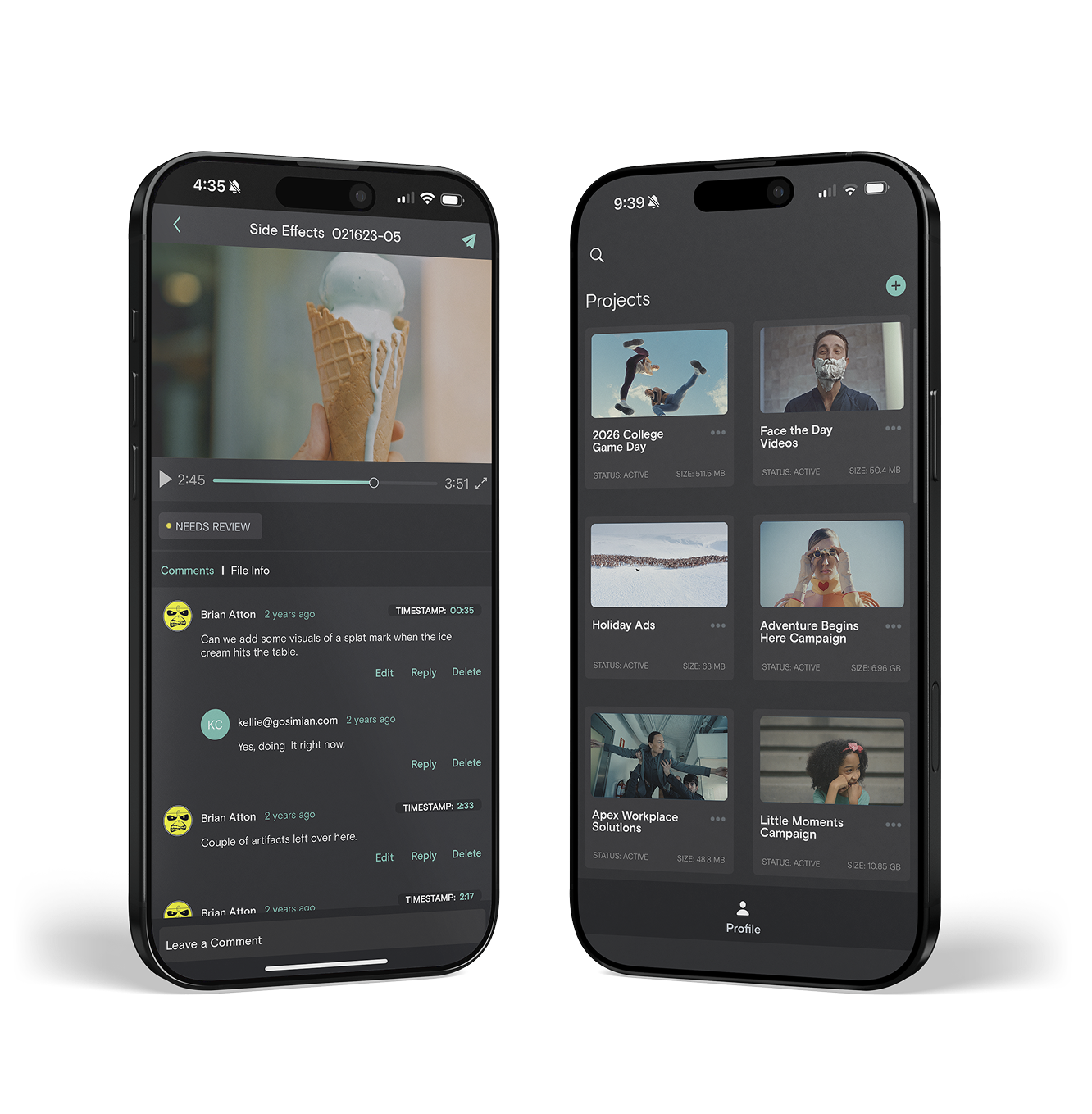 Simian Projects on phone and tablet